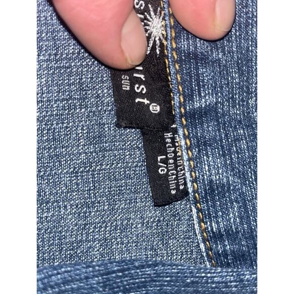 Blue jean jacket Bedazzled Sunburst by Morning Sun denim women's studded Sz L - Picture 6 of 16
